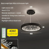 Plafonnier LED suspendu en cristal de luxe - Design moderne | Marco Lucetti Noir-DIA400mm / Lumière chaude