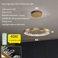 Plafonnier LED suspendu en cristal de luxe - Design moderne | Marco Lucetti Or-DIA400mm / Lumière chaude