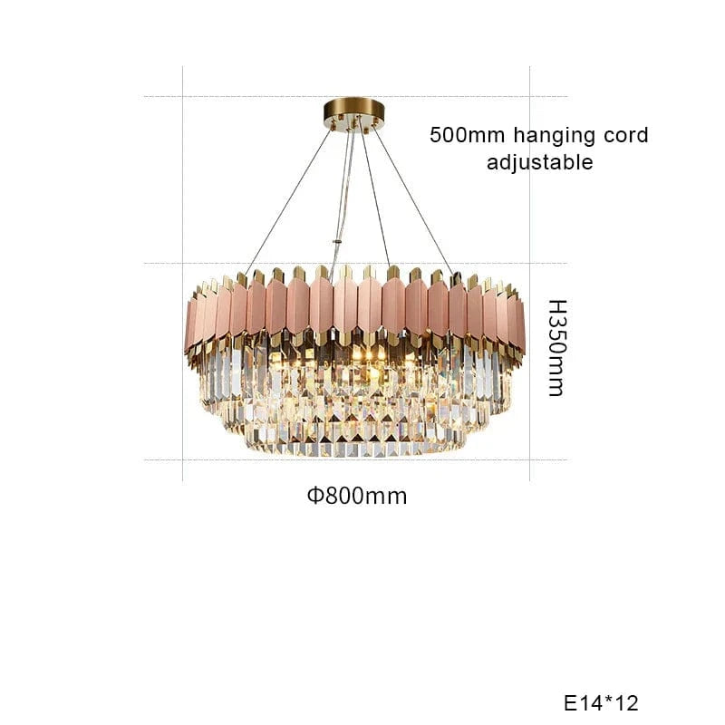 Plafonnier LED Suspendu en Cristal - Design Moderne pour Table à Manger | Marco Lucetti A diamètre80cm / Or rose / Lumière chaude