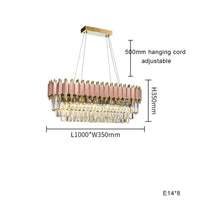 Plafonnier LED Suspendu en Cristal - Design Moderne pour Table à Manger | Marco Lucetti A ovale100cm / Or rose / Lumière chaude