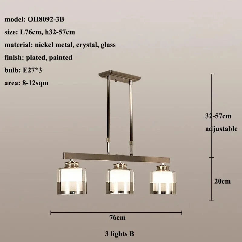 Plafonnier LED suspendu en métal nickel - Design moderne pour un luminaire décoratif intérieur | Marco Lucetti 3 lumières B / Lumière chaude (3000k)