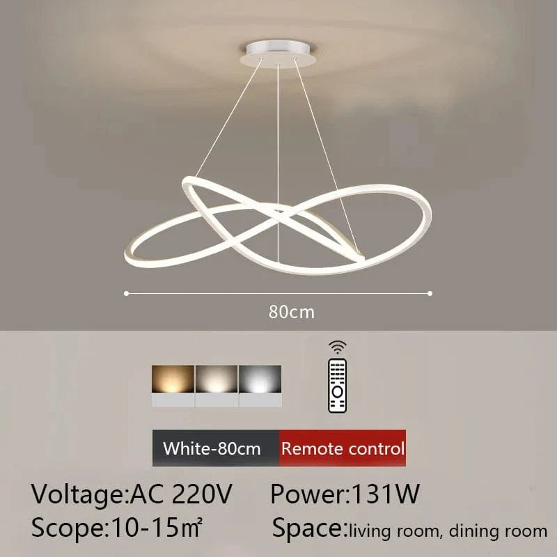 Plafonnier LED Suspendu - Forme Ronde | Marco Lucetti Type B-Blanc-80cm / Lumière 3 couleurs-NO RC