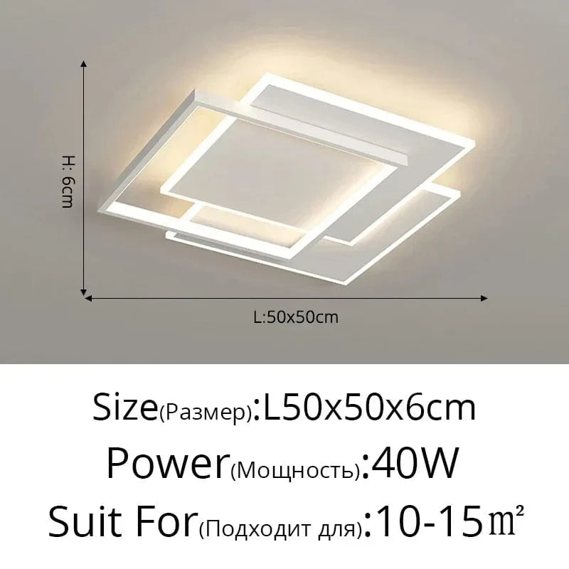 Plafonnier LED Suspendu - Luminia - Design Moderne - Décoratif d'Intérieur | Marco Lucetti B Carré 50cm / Intensité variable à distance