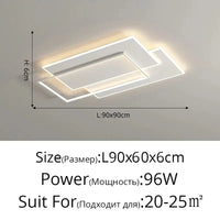 Plafonnier LED Suspendu - Luminia - Design Moderne - Décoratif d'Intérieur | Marco Lucetti B Carré 90x60cm / Intensité variable à distance