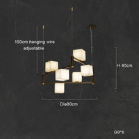 Plafonnier LED Suspendu Marbre Blanc - Design Moderne et Décoratif pour Villas | Marco Lucetti B 6lumière / Cadre argenté / Lumière blanche