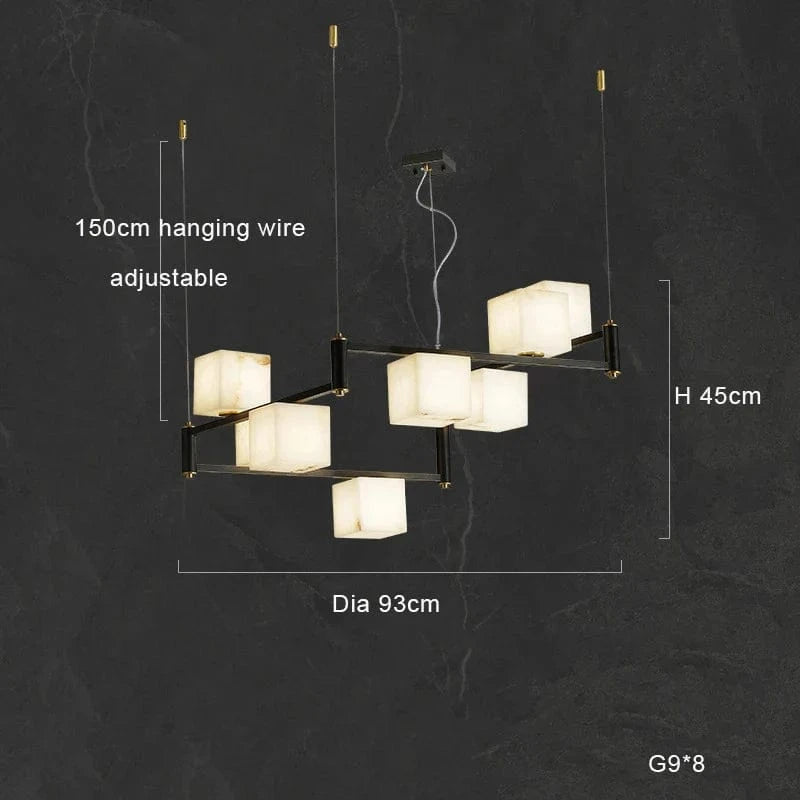 Plafonnier LED Suspendu Marbre Blanc - Design Moderne et Décoratif pour Villas | Marco Lucetti B 8lumière / Cadre argenté / Lumière chaude