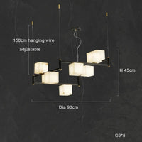 Plafonnier LED Suspendu Marbre Blanc - Design Moderne et Décoratif pour Villas | Marco Lucetti B 8lumière / Cadre argenté / Lumière chaude