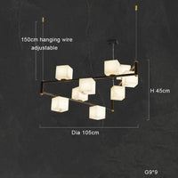 Plafonnier LED Suspendu Marbre Blanc - Design Moderne et Décoratif pour Villas | Marco Lucetti B9lumière / Cadre noir / Lumière naturelle