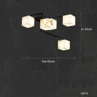 Plafonnier LED Suspendu Marbre Blanc - Design Moderne et Décoratif pour Villas | Marco Lucetti Plafond 5 lumières / Cadre argenté / Lumière chaude