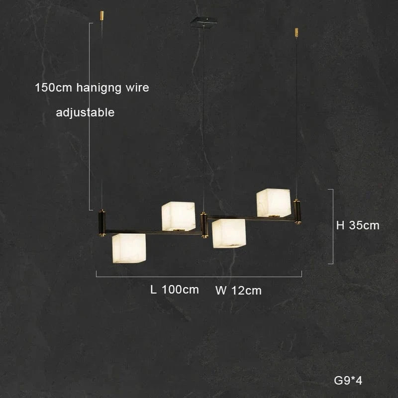 Plafonnier LED Suspendu Marbre Blanc - Design Moderne et Décoratif pour Villas | Marco Lucetti Salle à manger 4lumière / Cadre argenté / Lumière chaude