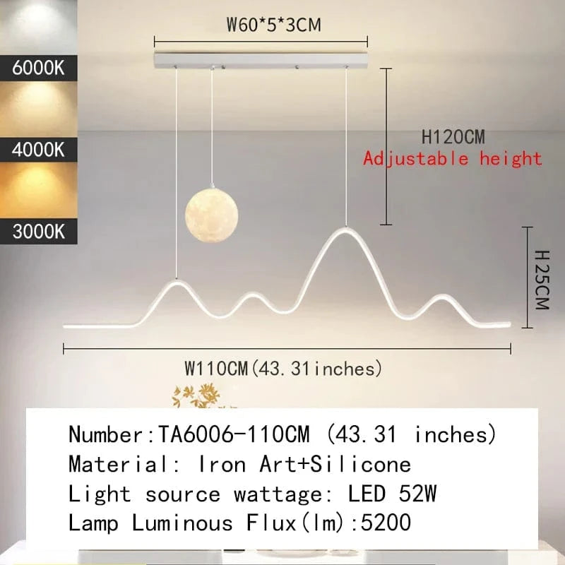 Plafonnier Led suspendu Scandinave Moderne | Marco Lucetti TA6006-110 1 / 3 couleurs à intensité variable / Chine