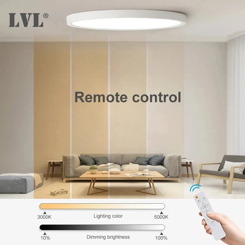 Plafonnier Led télécommandé moderne - Grain de bois doré - Ambiance  | Marco Lucetti