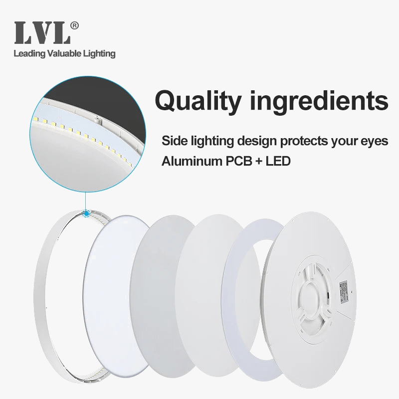 Plafonnier Led télécommandé moderne - Grain de bois doré - Ambiance  | Marco Lucetti