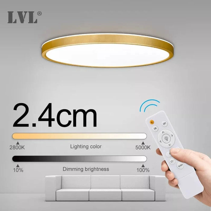 Plafonnier Led télécommandé moderne - Grain de bois doré - Ambiance  | Marco Lucetti