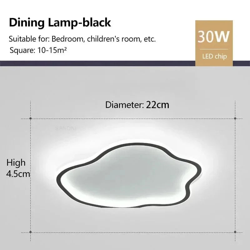 Plafonnier LED tendance pour salon salle à manger chambre d'enfants balcon nuages design | Marco Lucetti Noir 22CM / Blanc chaud (pas de RC)