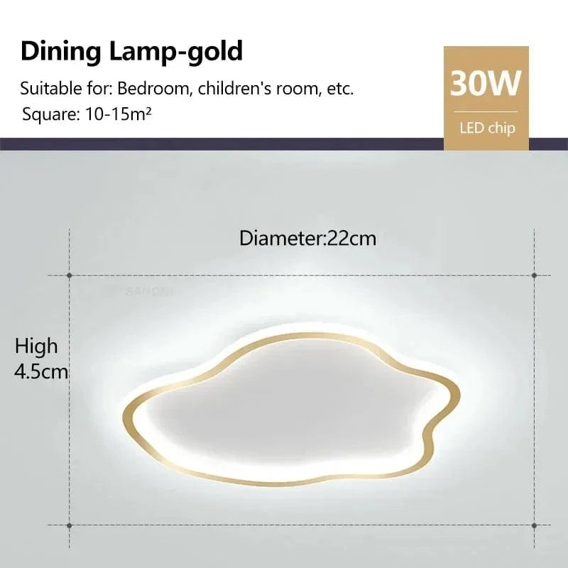 Plafonnier LED tendance pour salon salle à manger chambre d'enfants balcon nuages design | Marco Lucetti Or 22CM / Gradation continue (RC)