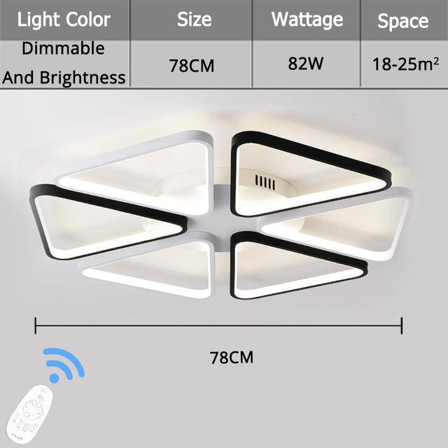 Plafonnier LED Triangles Noirs & Blancs | Marco Lucetti 6 triangles - 78cm