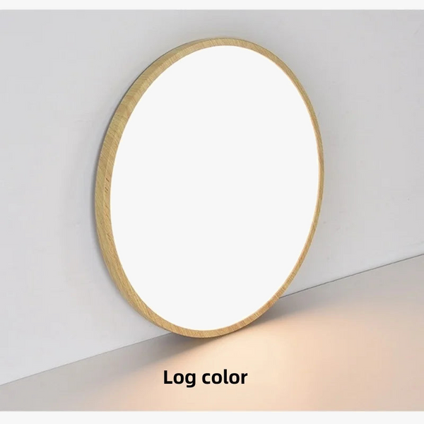 Plafonnier LED Circulaire Ultra-Mince Grain de Bois, 3 Tons de Lumière