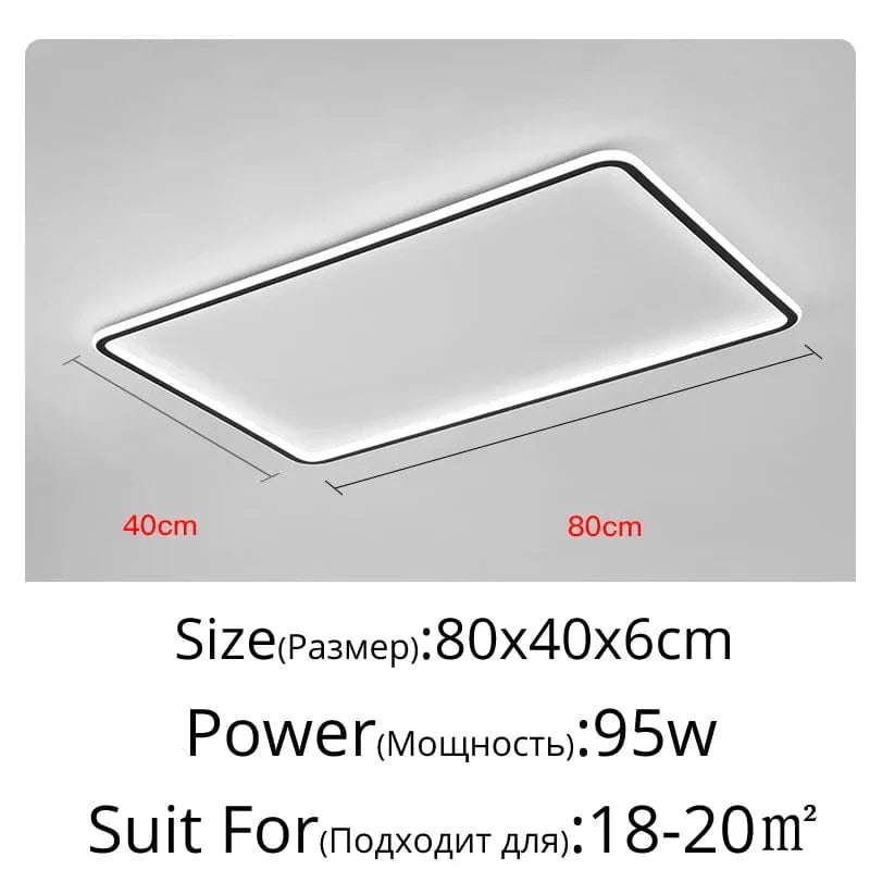 Plafonnier LED Ultra-Mince Design Moderne Intensité Réglable - Luminaire Décoratif de Luxe | Marco Lucetti Rectangulaire 80x40cm / Blanc chaud