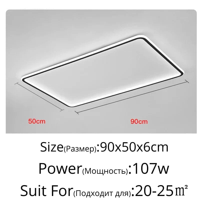 Plafonnier LED Ultra-Mince Design Moderne Intensité Réglable - Luminaire Décoratif de Luxe | Marco Lucetti Rectangulaire 90x50cm / 3 couleurs à intensité variable.