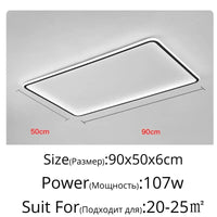 Plafonnier LED Ultra-Mince Design Moderne Intensité Réglable - Luminaire Décoratif de Luxe | Marco Lucetti Rectangulaire 90x50cm / 3 couleurs à intensité variable.