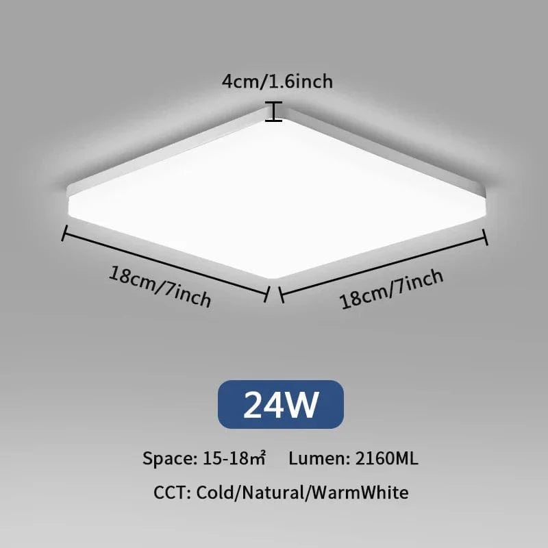 Plafonnier LED Ultra Mince - Forme Ronde & Carrée | Marco Lucetti A Carré 24W / Blanc froid