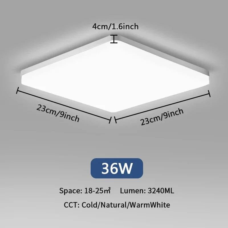 Plafonnier LED Ultra Mince - Forme Ronde & Carrée | Marco Lucetti A Carré 36W / Blanc froid