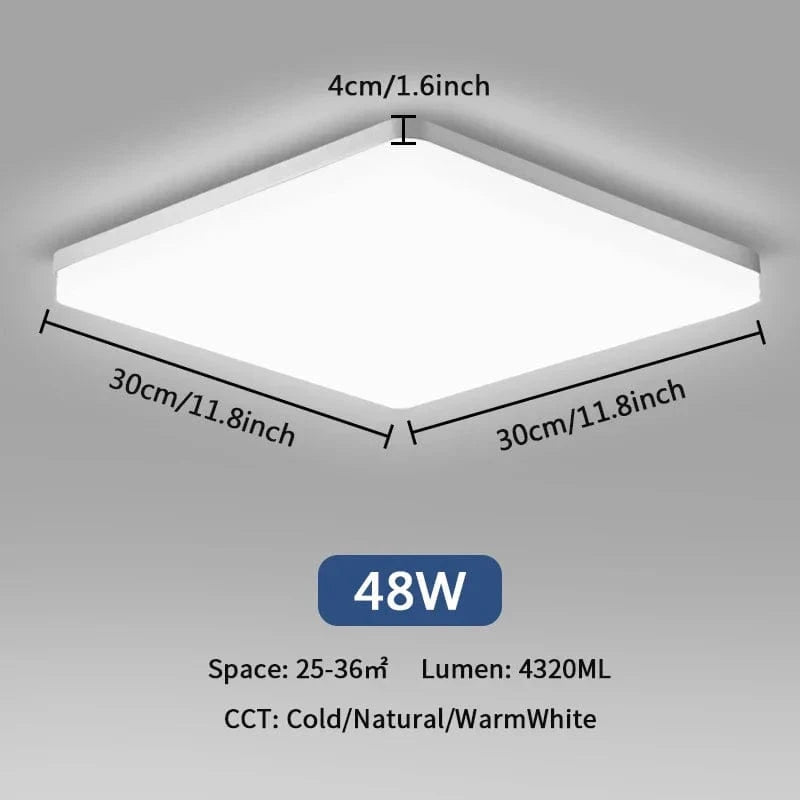 Plafonnier LED Ultra Mince - Forme Ronde & Carrée | Marco Lucetti A Carré 48W / Blanc naturel