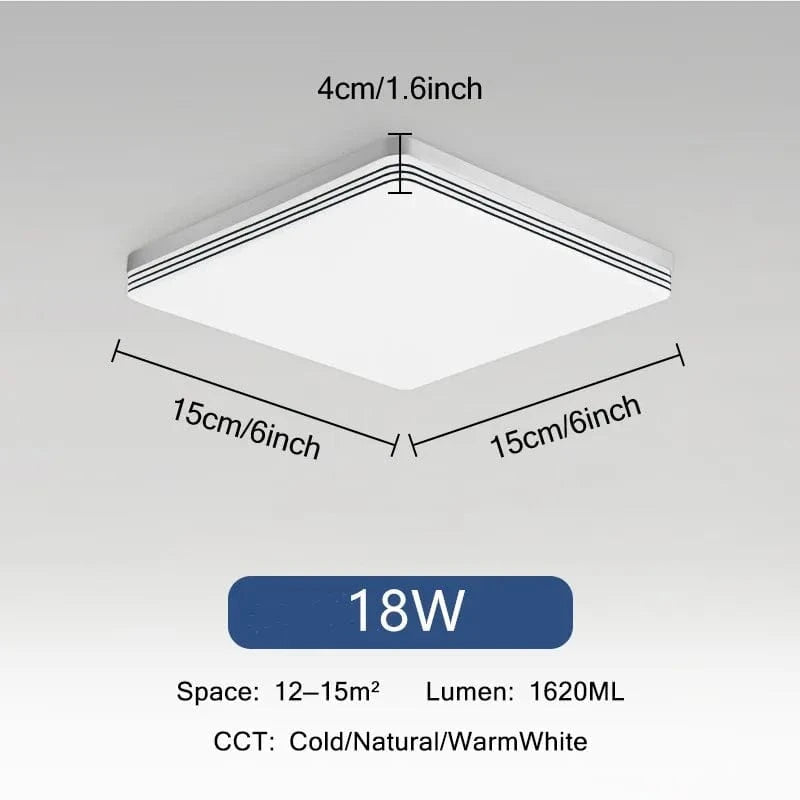 Plafonnier LED Ultra Mince - Forme Ronde & Carrée | Marco Lucetti B Carré 18W / Blanc froid