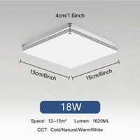 Plafonnier LED Ultra Mince - Forme Ronde & Carrée | Marco Lucetti B Carré 18W / Blanc froid