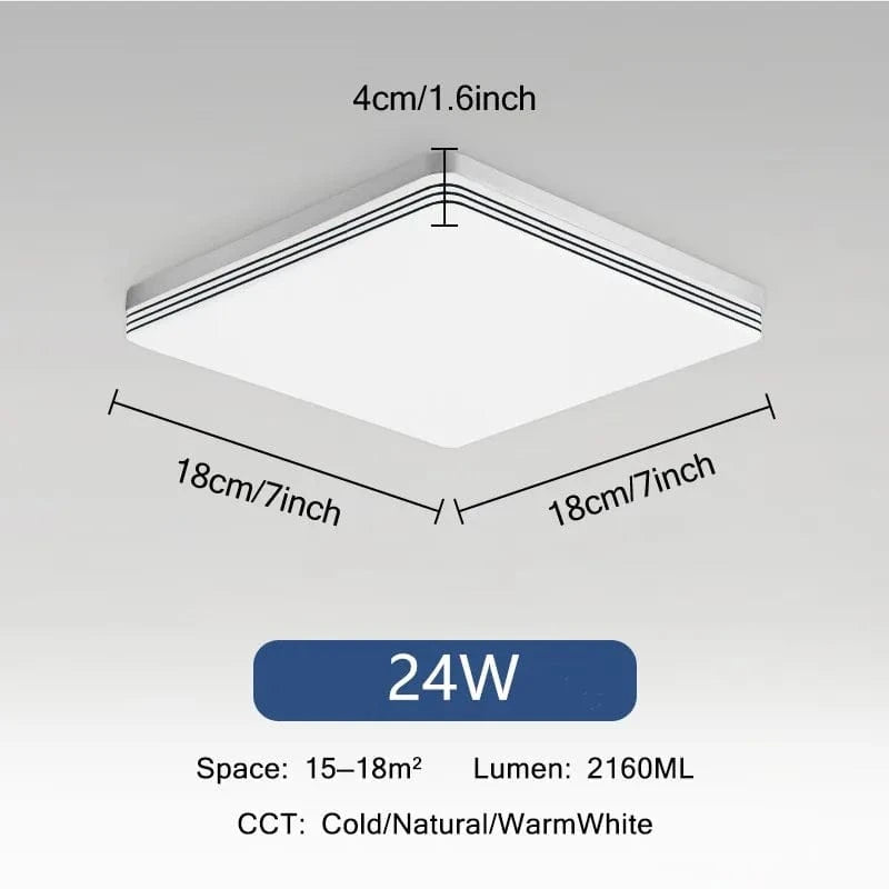 Plafonnier LED Ultra Mince - Forme Ronde & Carrée | Marco Lucetti B Carré 24W / Blanc froid