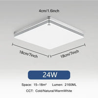 Plafonnier LED Ultra Mince - Forme Ronde & Carrée | Marco Lucetti B Carré 24W / Blanc froid