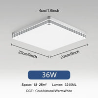 Plafonnier LED Ultra Mince - Forme Ronde & Carrée | Marco Lucetti B Carré 36W / Blanc froid