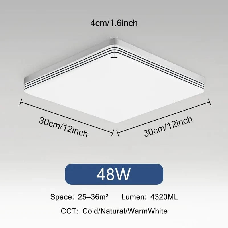 Plafonnier LED Ultra Mince - Forme Ronde & Carrée | Marco Lucetti B Carré 48W / Blanc froid