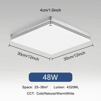 Plafonnier LED Ultra Mince - Forme Ronde & Carrée | Marco Lucetti B Carré 48W / Blanc froid