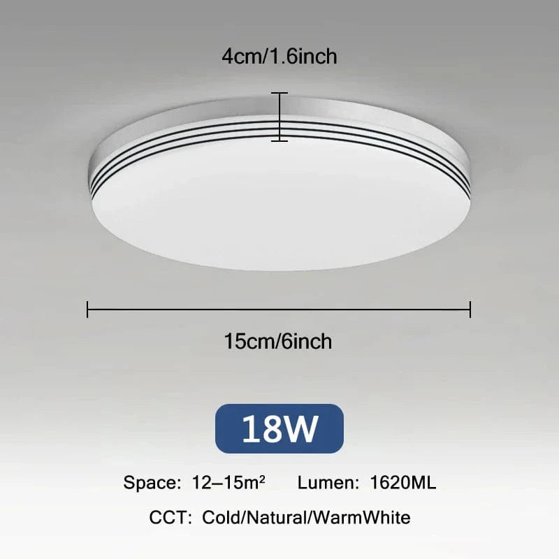 Plafonnier LED Ultra Mince - Forme Ronde & Carrée | Marco Lucetti B Rond 18W / Blanc froid