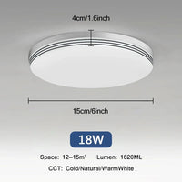 Plafonnier LED Ultra Mince - Forme Ronde & Carrée | Marco Lucetti B Rond 18W / Blanc froid