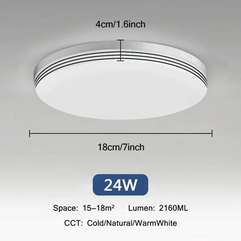 Plafonnier LED Ultra Mince - Forme Ronde & Carrée | Marco Lucetti B Rond 24W / Blanc froid
