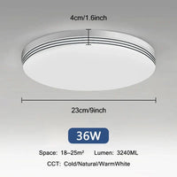 Plafonnier LED Ultra Mince - Forme Ronde & Carrée | Marco Lucetti B Rond 36W / Blanc chaud