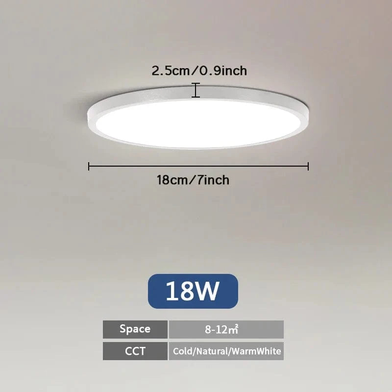 Plafonnier LED Ultra Mince - Forme Ronde & Carrée | Marco Lucetti C 18W Rond / Blanc naturel