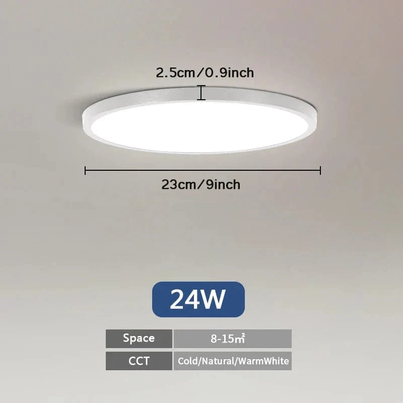 Plafonnier LED Ultra Mince - Forme Ronde & Carrée | Marco Lucetti C 24W Rond / Blanc froid
