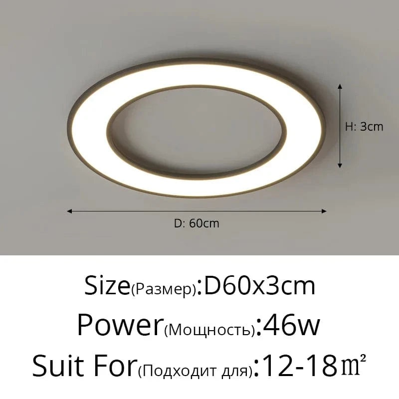 Plafonnier LED ultra-mince moderne pour éclairage intérieur décoratif | Marco Lucetti B Noir 60cm / Blanc naturel