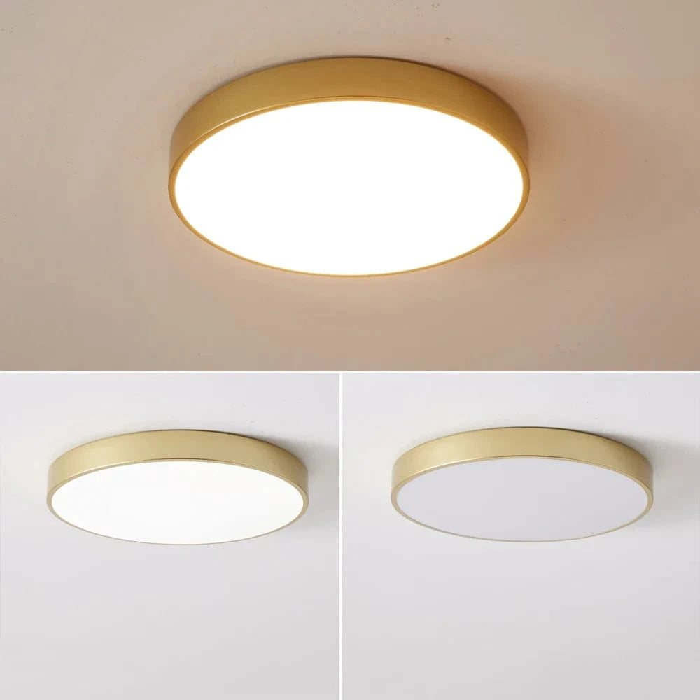 Plafonnier LED Ultra-mince Or 5 cm, Design Moderne, Télécommande - Idéal pour le Foyer et la Chambre | Marco Lucetti