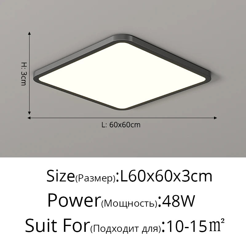 Plafonnier LED Ultra-mince Rectangulaire Minimaliste Scandinave Moderne en Acrylique