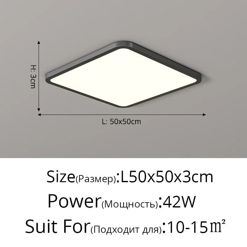 Plafonnier LED Ultra-mince Rectangulaire Minimaliste Scandinave Moderne en Acrylique