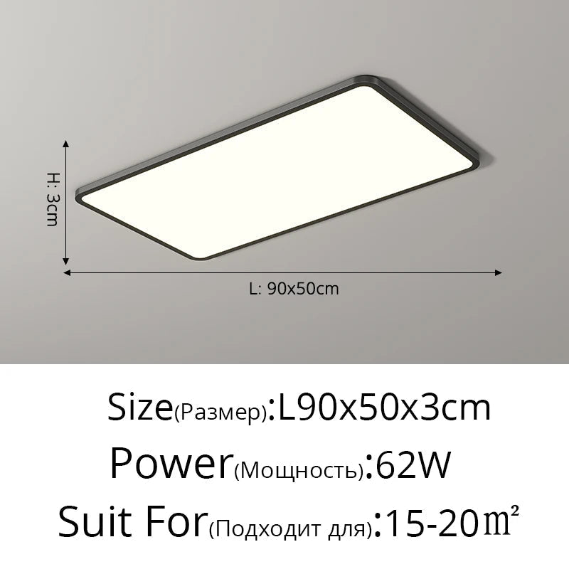 Plafonnier LED Ultra-mince Rectangulaire Minimaliste Scandinave Moderne en Acrylique
