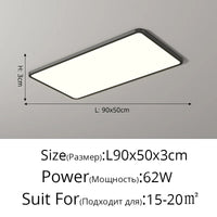 Plafonnier LED Ultra-mince Rectangulaire Minimaliste Scandinave Moderne en Acrylique