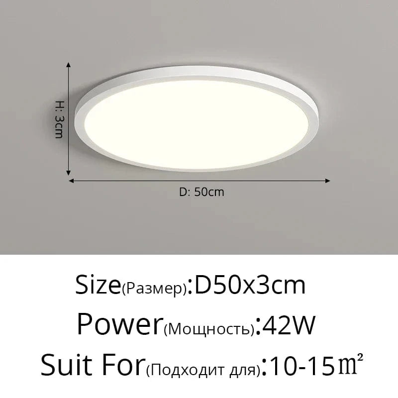 Plafonnier LED Ultra-mince Rectangulaire Minimaliste Scandinave Moderne en Acrylique | Marco Lucetti A Blanc D50x3cm 42W / Blanc froid, pas de télécommande