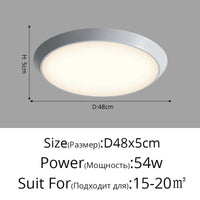 Plafonnier LED Ultra-mince Rond Waterproof Trois Épreuves | Marco Lucetti Blanc 48x5cm 54W / 3 couleurs sans télécommande