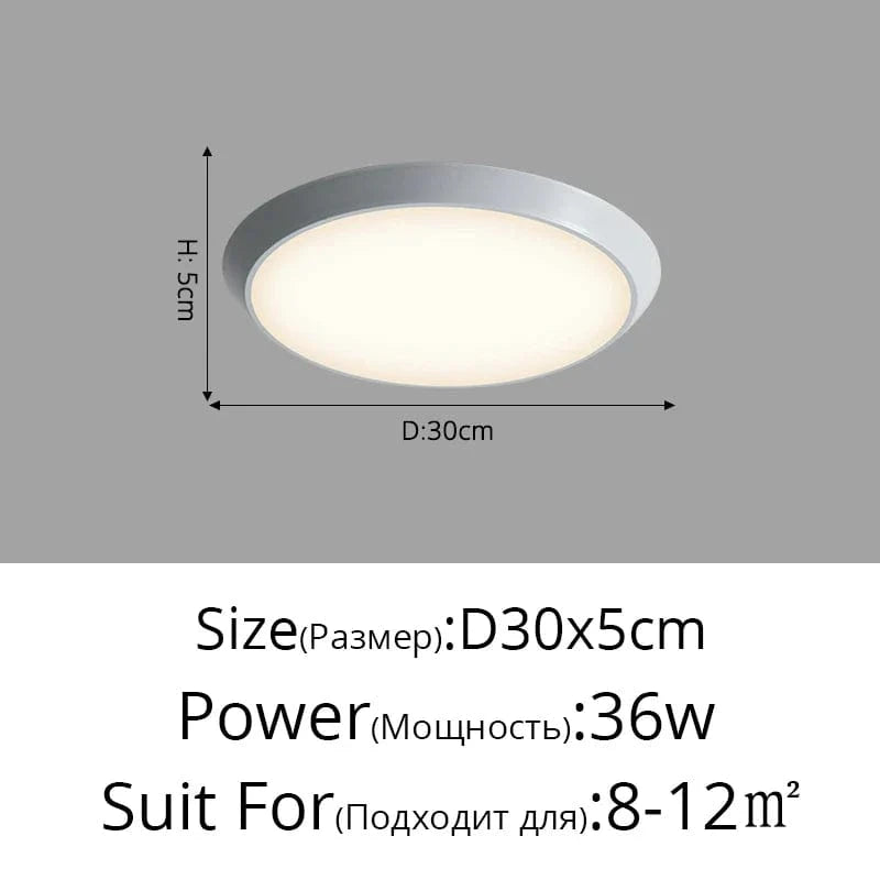 Plafonnier LED Ultra-mince Rond Waterproof Trois Épreuves | Marco Lucetti Blanc D30x5cm 36W / Blanc chaud, pas de télécommande